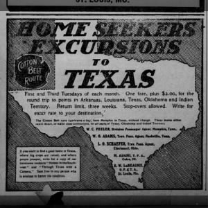 Home Seekers Excursions (Cotton Belt Route)